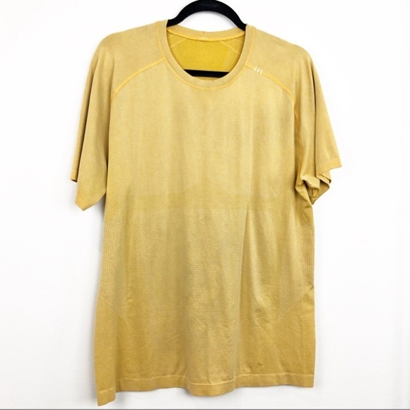 Lululemon Metal Vent Tech Long Sleeve Athletic Top Orange Striped Size M Men's - Picture 1 of 9
